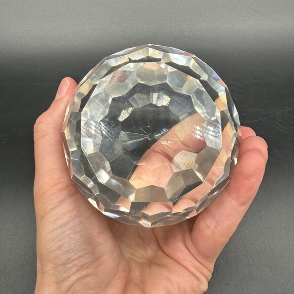 Vintage Faceted Crystal Paperweight AA Importing Clear Glass Japan Decorative - Picture 6 of 11